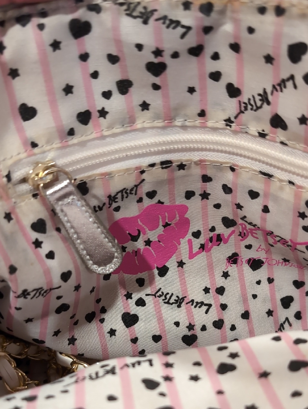 GUC Betsey Johnson Pink Quilted Bag with Silver Accents And Crossbody Strap - Picture 6 of 14